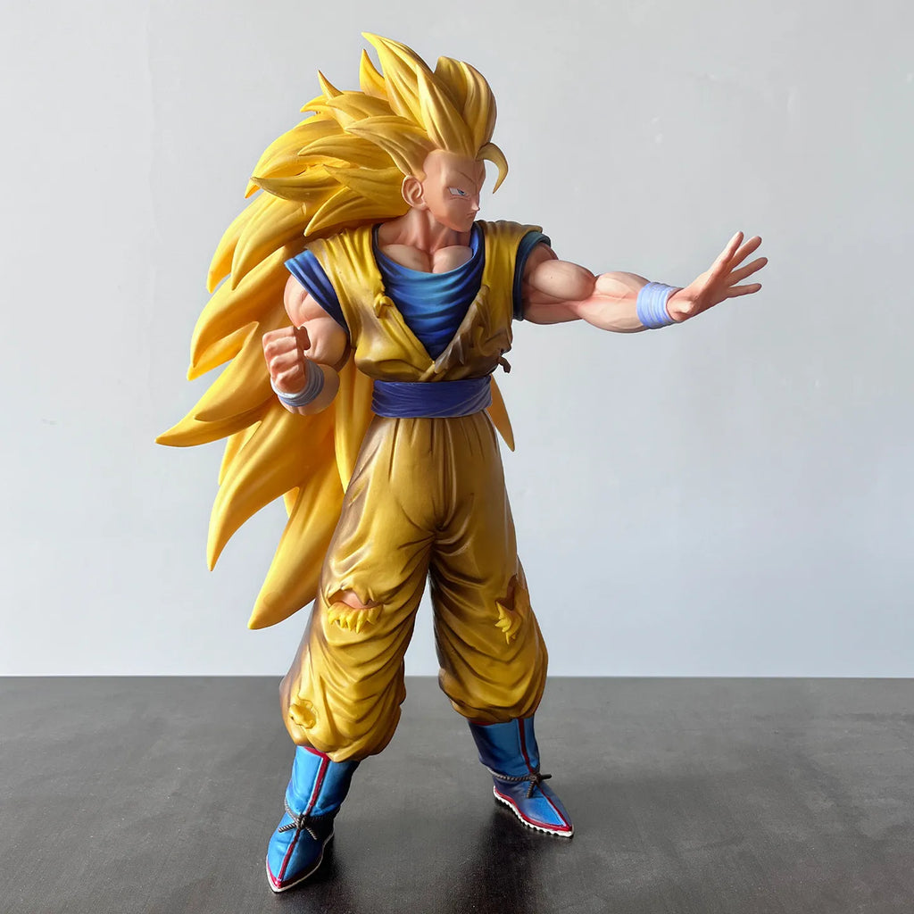 New 32CM Dragon Ball Z Super Saiyan 3 Goku Action Figure Statue Desktop Anime Figurine Decor Collectible Model Toy Children Gift