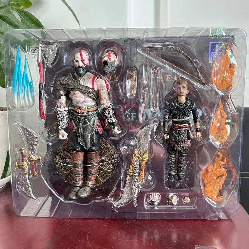 NECA God of War Action Figure Kratos Atreus Ghost of Sparta with Axe Sword Shield Bow and Arrow Model Toys Collection Gift