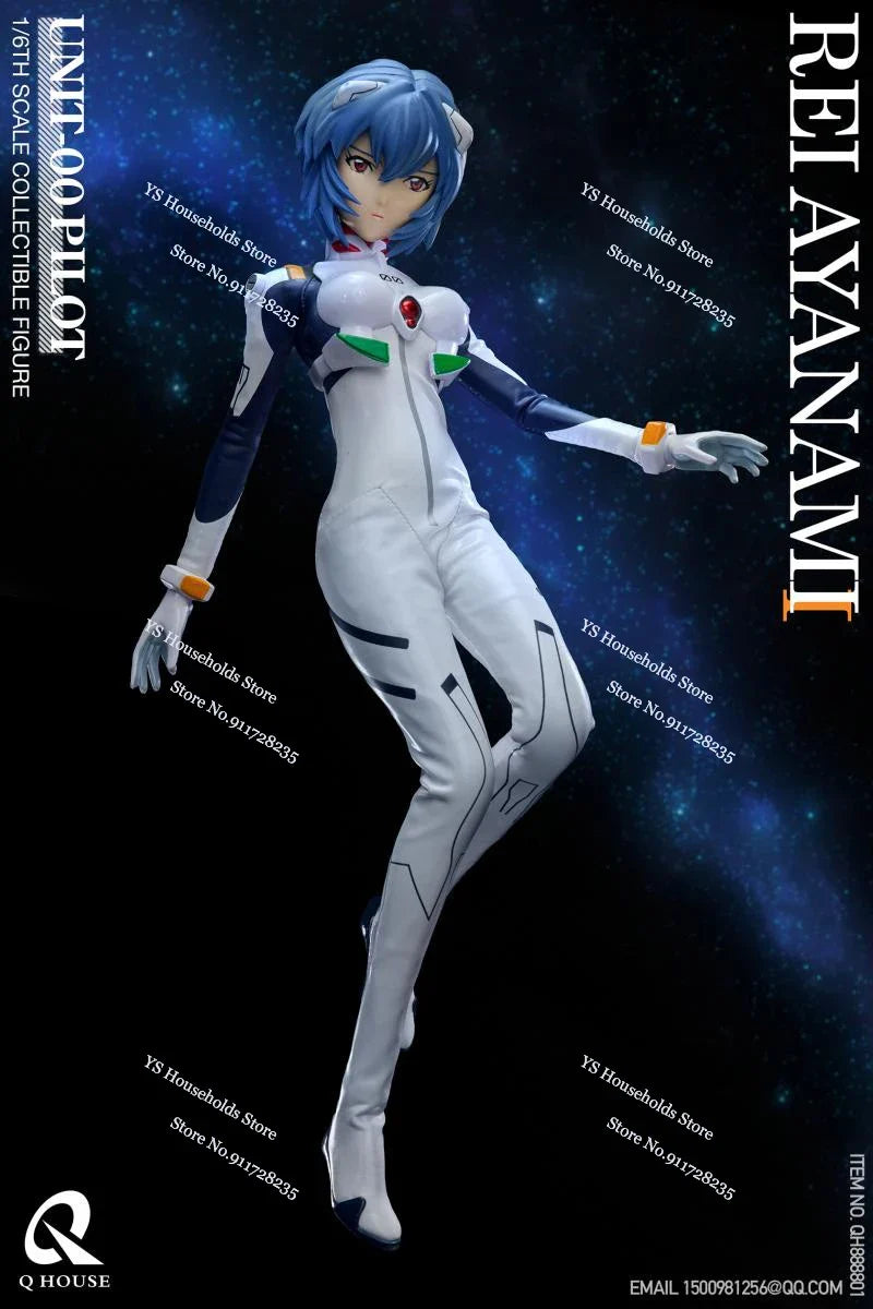 1/6 Collectible Ayanami Rei Anime Girl Action Figure EVA White Leather Bodysuit Decor 12" Full Set Decliate Female Soldier