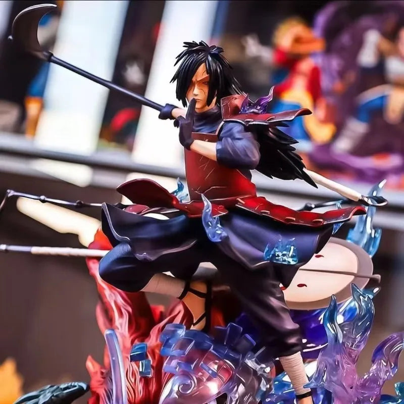 34cm Animation Figure Uchiha Madara JT Version Battle Form Glow Anime Collection Model Desktop Ornaments Holiday Gifts Kids Toys