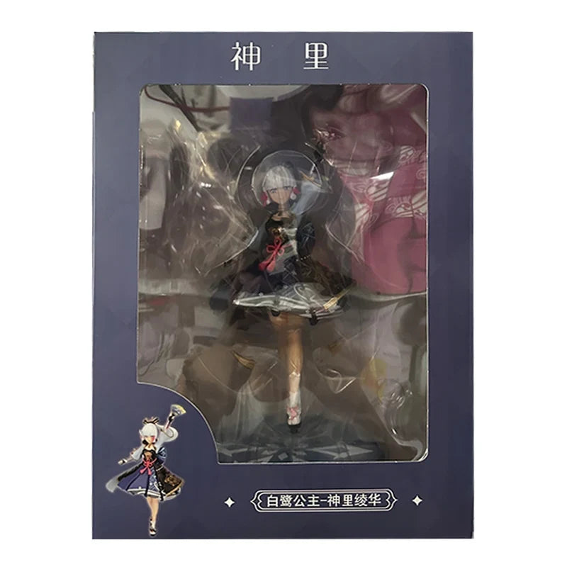 25CM Anime Game Genshin Impact Kamisato Ayaka Figure Egret Shuanghua Standing Scene Model Toy Gift Collection Action Figure