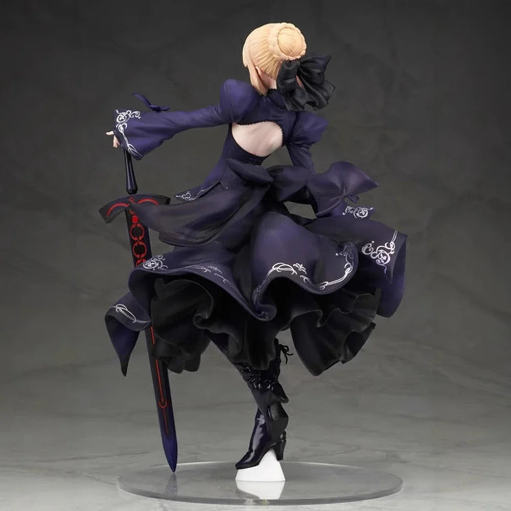 23CM Anime Gekijouban Fate/stay night Heaven's Feel Altria Pendragon Black Dress Up Saber Alter Model Toy Gift Action Figure PVC