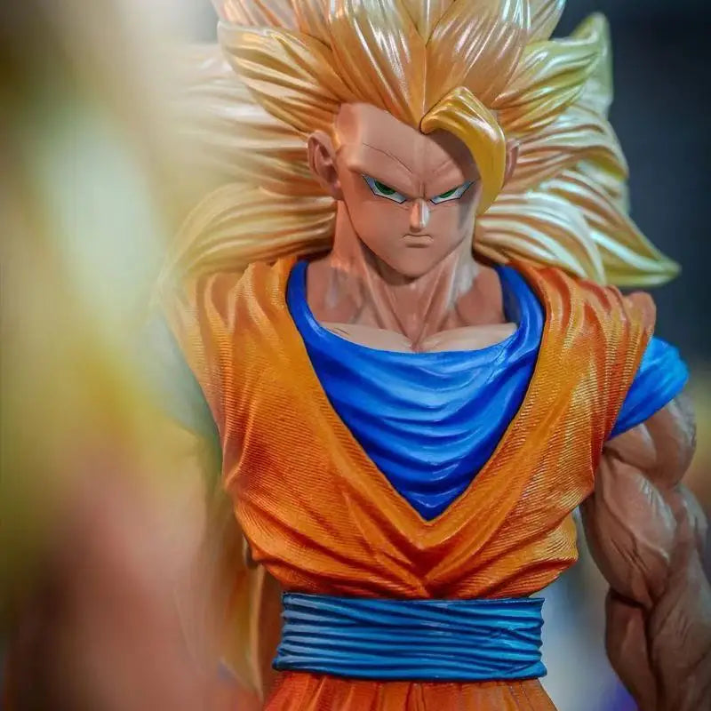 Dragon Ball Goku SSJ3 Statue 34cm,JT Collection PVC Decor for Desk Birthday Gift toy,Super Saiyan 3 Anime Action Figure Model