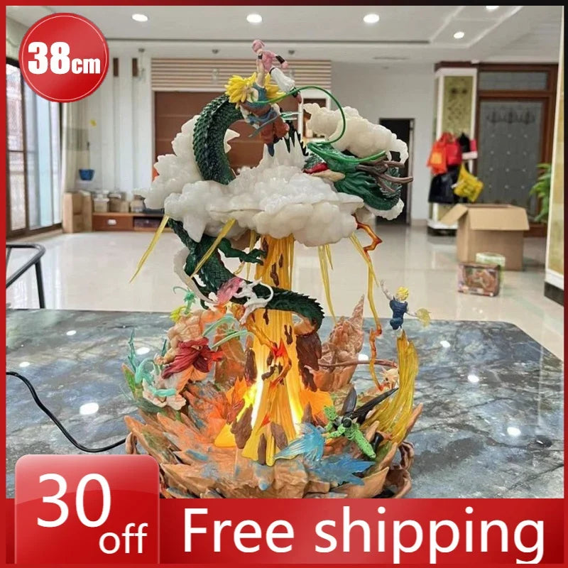 38cm Dragon Ball Figure Son Goku vs Vegeta IV Can glow Anime game model Desktop ornament decorations Holiday Gifts Children toys