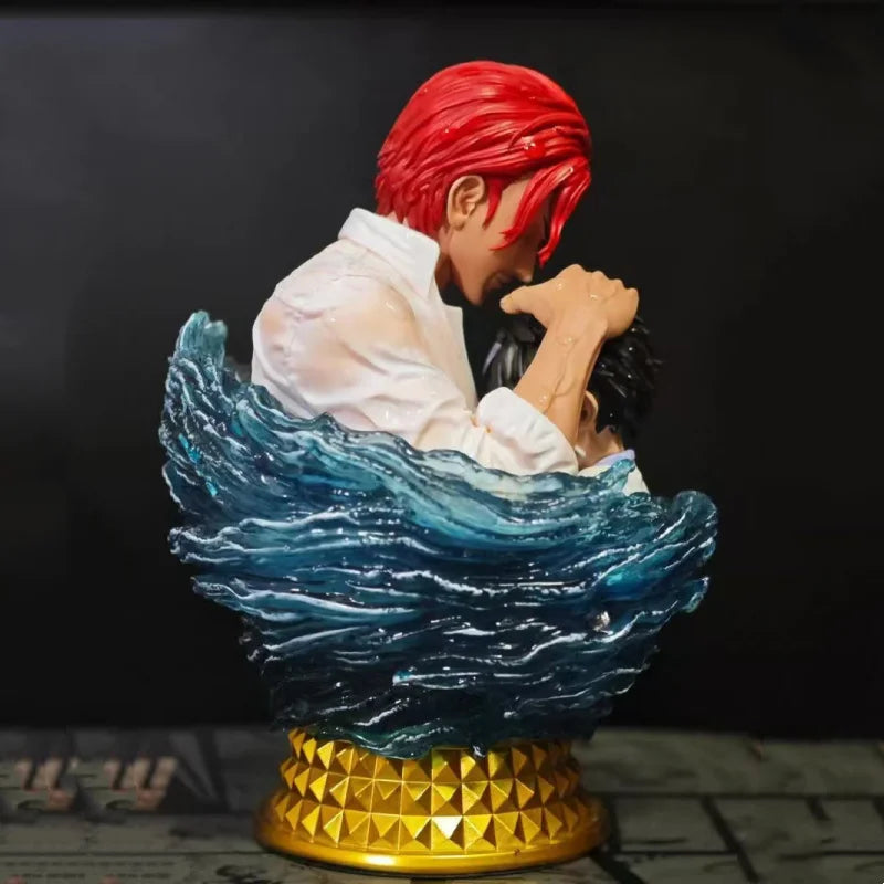 13cm One Piece Shanks Put Straw Hat On Luffy Head Anime Bust Figure Model Statue Collection Desktop Decoration Ornament Toy Gift