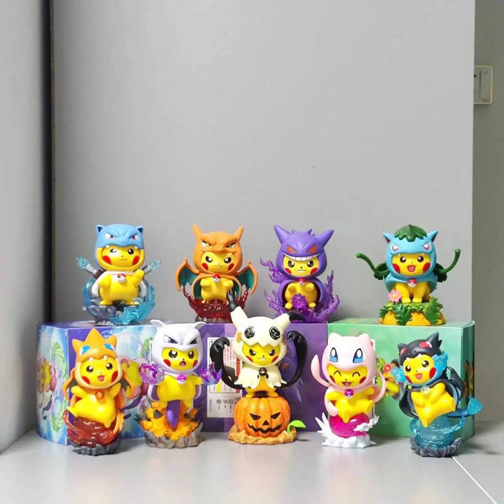 Anime Pokemon 12CM Pikachu Cosplay Action Figure Mini Q Cute Cartoon PVC Model Toys Children Gifts