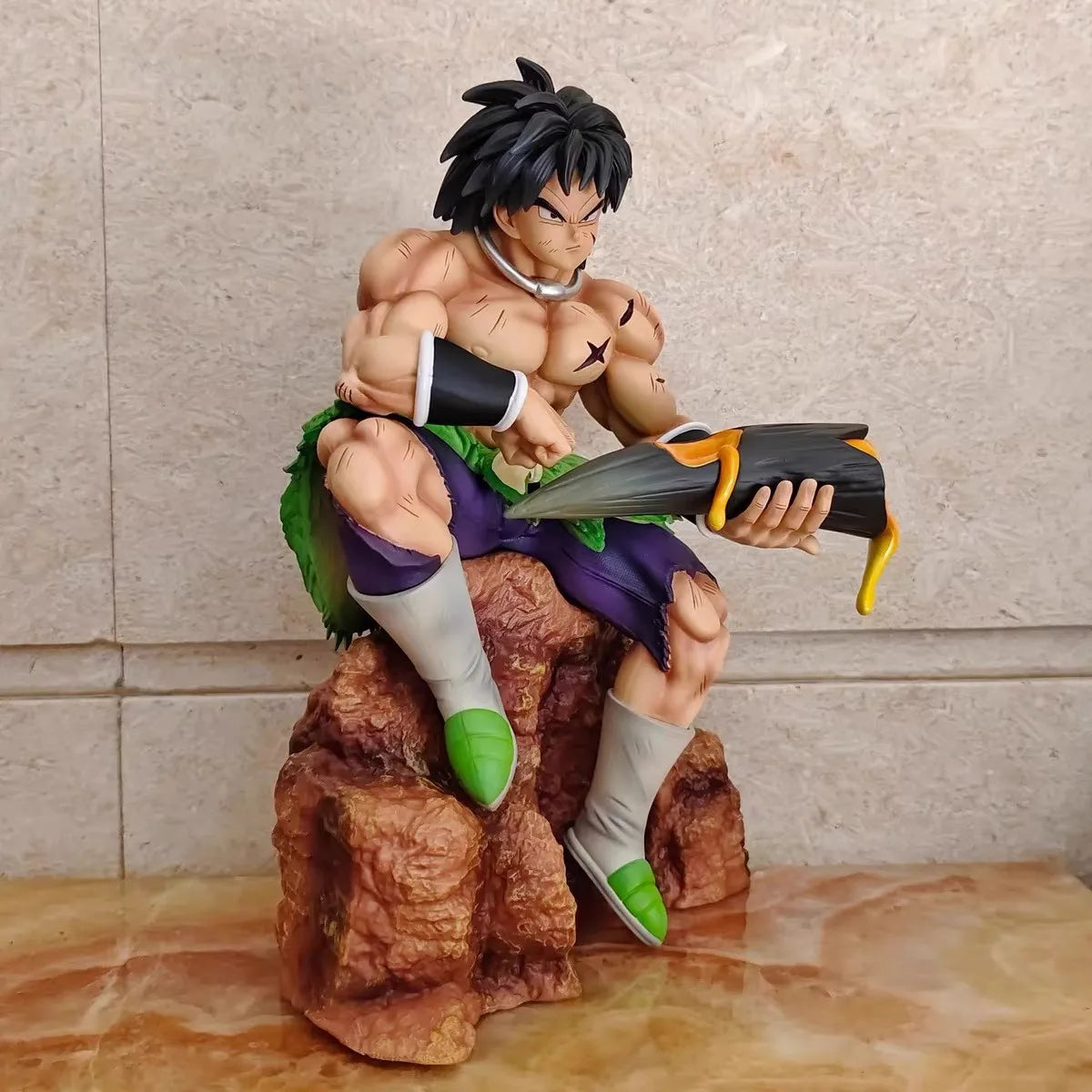 24cm New Dragon Ball Anime Figure Broli Peripheral PVC Model Scene Sitting Posture Statue Desktop Decoration Ornaments Gift Toys