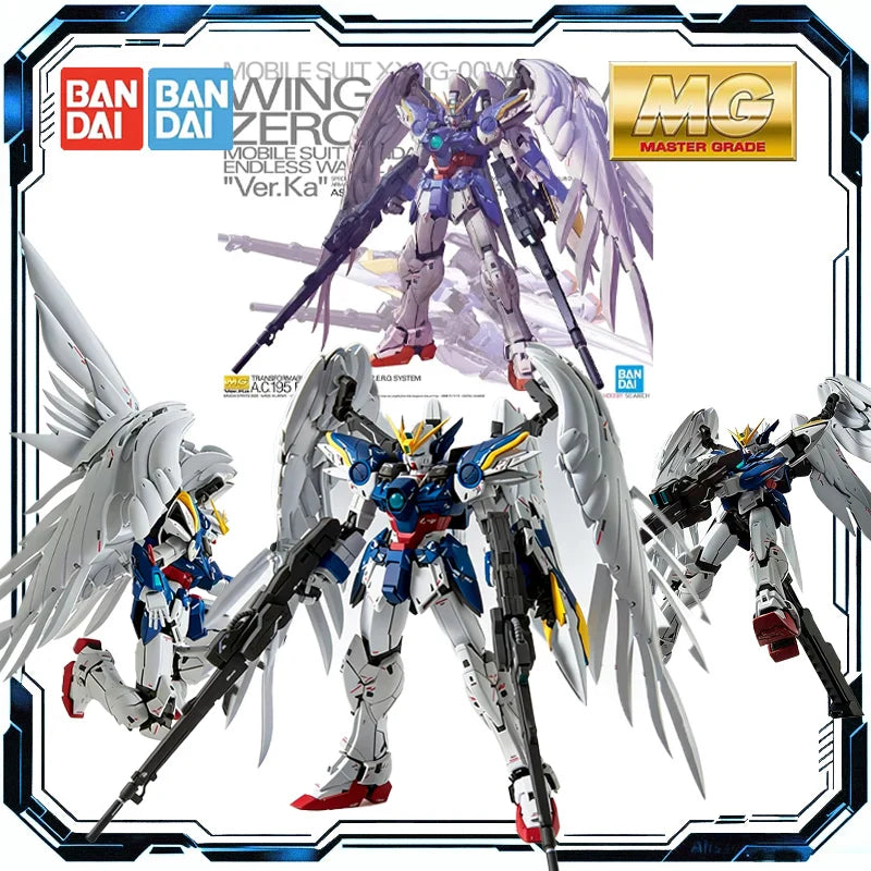 Bandai Original MG 1/100 XXXG-00W0 Wing Gundam Zero EW Ver.Ka Anime Actionfigur Sammlerstück Bausatz Modell Spielzeug Geschenk Kinder