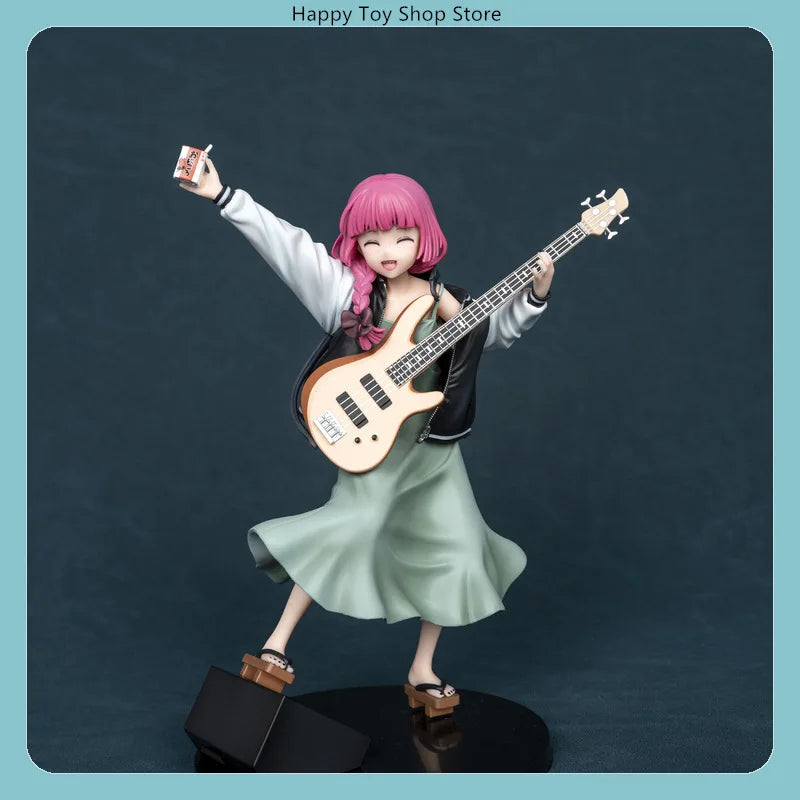 22cm Bocchi the Rock Hiroi Kikuri Anime Figure with Bass Guitar Model Statue Collection Desktop Decoration