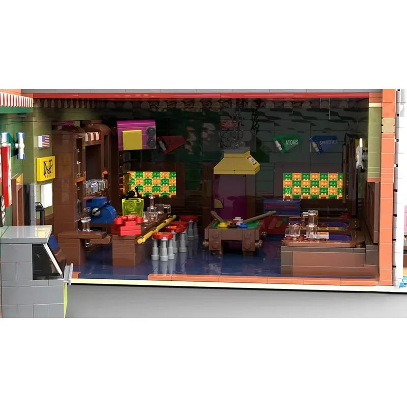 City Street View Model Moc Building Bricks Springfield Tavern Architecture Technology Modular Block Gift Christmas Toy DIY Set