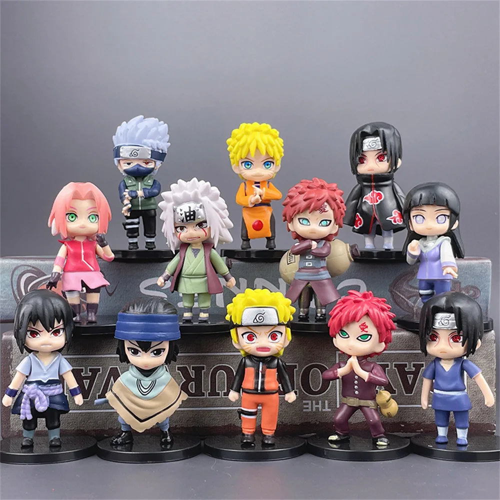 8CM Set Naruto Q Verison Figure Toys Cute Anime Mini Sasuke Kakashi Itachi Gaara Jiraiya Kawaii PVC Action Figurine Model Doll