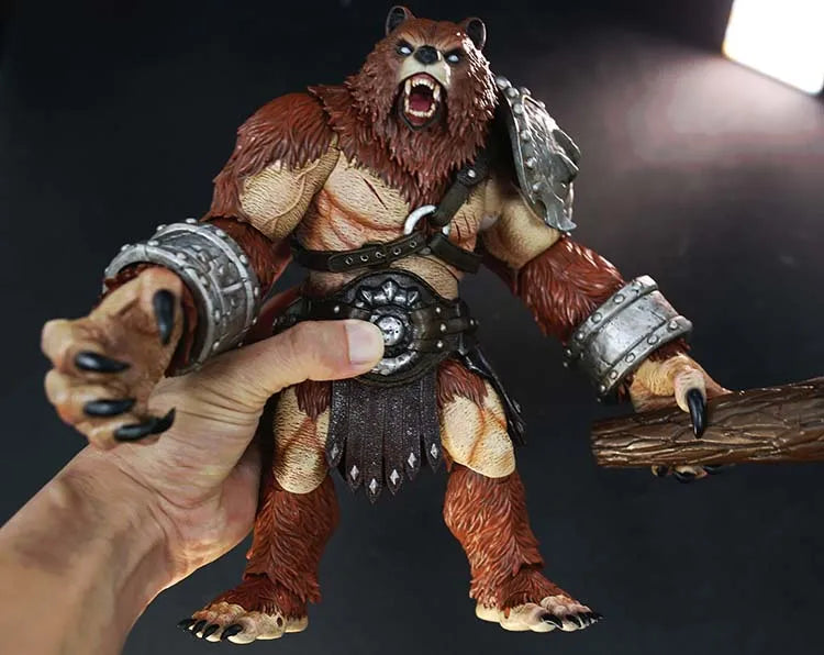 In Stock Memory Toys Adventurers World Brown & White Bearkin Warrior Shardclaw 21CM Articulated Action Figure Model Toy