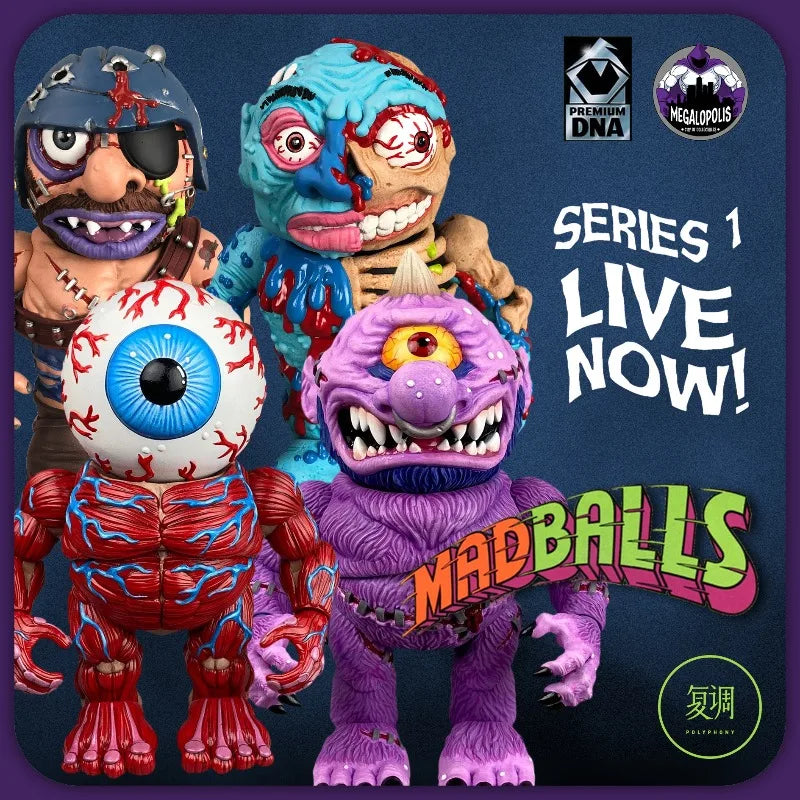 [In Stock] Megalopolis Original Madballs Series 1 Premium DNA Retro Trendy Play Metropolitan Monsters Mobile Doll Model Toy Gift