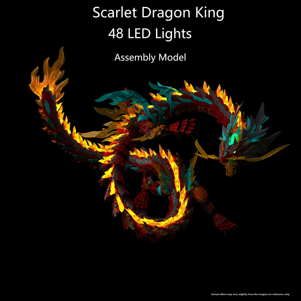 【Dragon Raja】Zl0001 Scharlachroter Drachenkönig ferngesteuertes, leuchtendes, bewegliches Metallskelett-Bausatz-Modellspielzeug-Actionfiguren