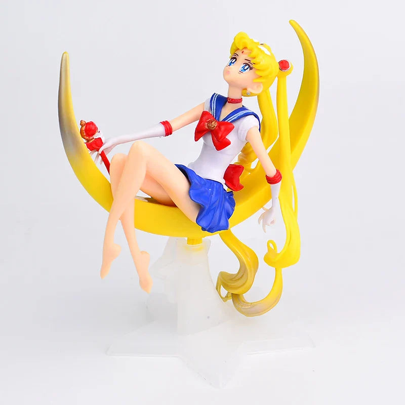 Cartoon Anime Sailor Moon Tsukino Action Figure Wings Toy Doll Cake Decoration Collection Model Girls Gift for Children