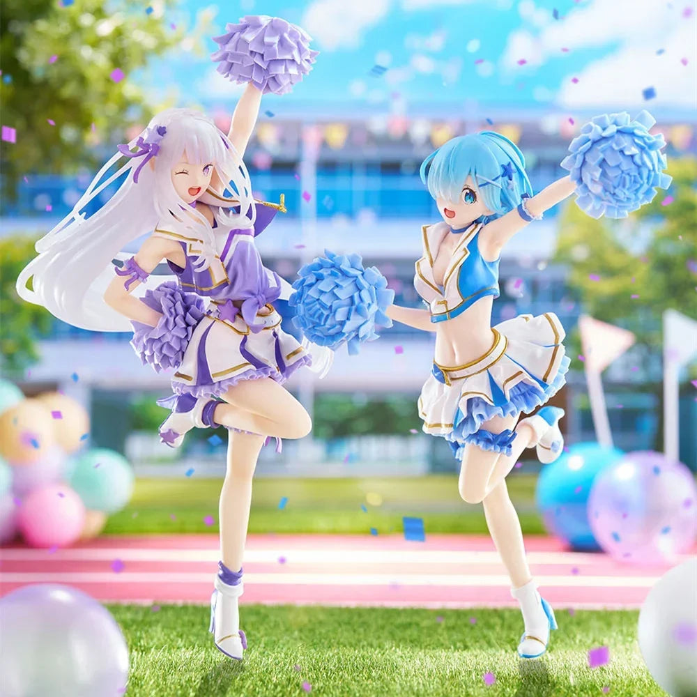 BANDAI Ichiban Kuji Re:Life in A Different World From Zero Cheerleaders Emilia Rem Give You Courage Action Figure Ornaments