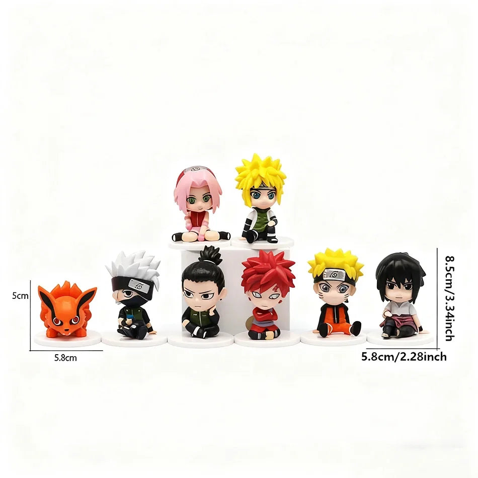 8PCS Anime Figure Naruto Shippuden Hinata Sasuke Itachi Kakashi Gaara Action Figure Q Version PVC Figures Toys Christmas Gift