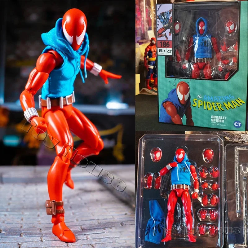 In Stock Ct Toys Spiderman Mafex 186 Scarlet Spider The Amazing Comic Version Anime Action Figure Model Figurine Toys Kids Gift