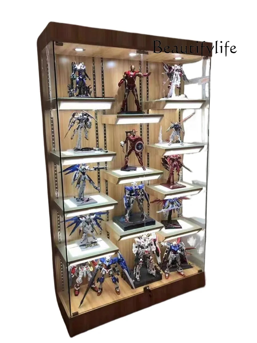 High-end figure display cabinet Household solid wood small Lego model trophy display cabinet