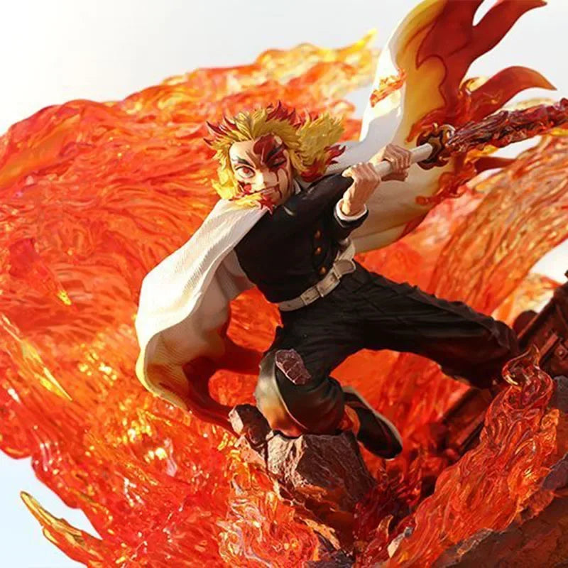 27cm Anime Demon Slayer Gk Figurine Rengoku Kyoujurou Action Figure Fantasy PVC Collection Ornament Model Creative Toys Gifts