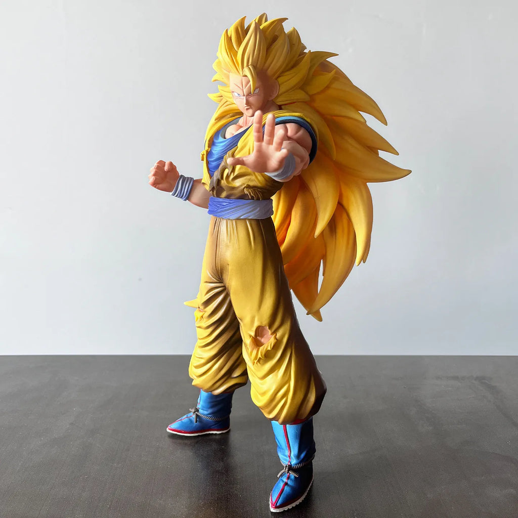 New 32CM Dragon Ball Z Super Saiyan 3 Goku Action Figure Statue Desktop Anime Figurine Decor Collectible Model Toy Children Gift