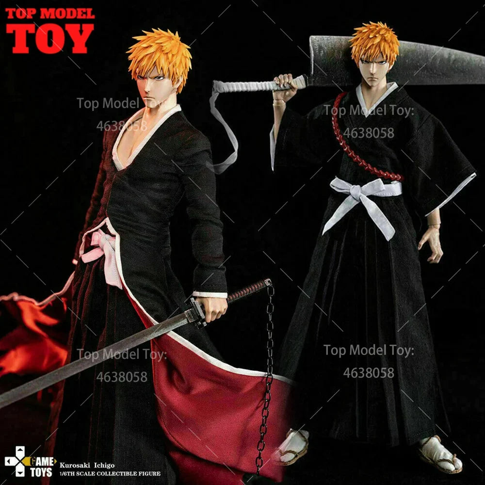 GT-001 1/6 Scale Anime Characters Kurosaki ichigo Men's Suit Set Clothes Model Fit 12'' Male Soldier Action Figure Body Dolls