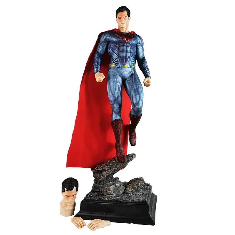 50cm Superman Anime Figure Superm Dawn Of Justice Action Figure Pvc 2 Heads 2 Hands Statue Ornament Children Toys Gift
