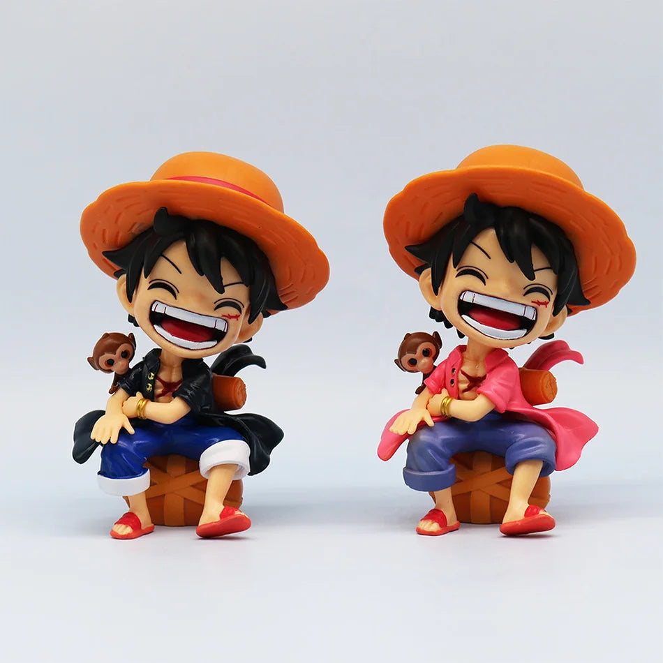 One Piece Handheld Luffy Solon Portgas·D· Ace Sitting Yamato versión Q juego de moda dibujos animados Anime coche ornamento rega