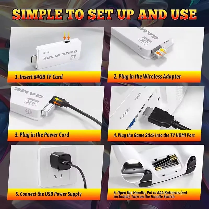 M15 Retro Game Console 64GB 20000+game 4K High-definition Output Handheld Video Game Stick 20+emulator GBA PS1 Arcade Game