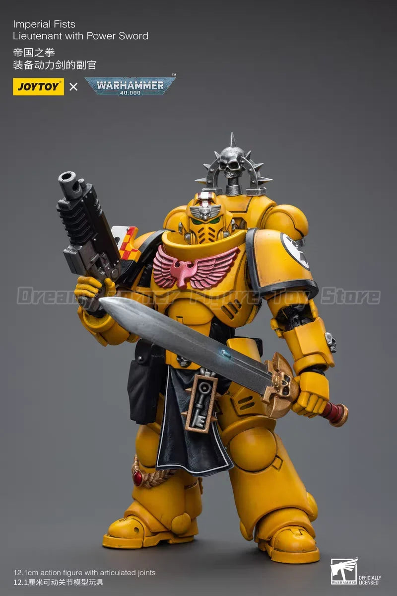 【In Stock】Original JOYTOY Warhammer 40K Imperial Fists Lieutenant with Power Sword 1/18 Action Figure Toy Model Gift