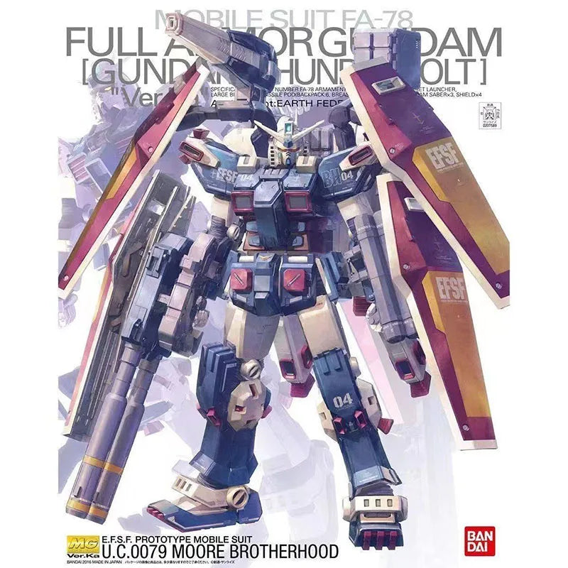 Bandai Original MG Full Armor Gundam FA-78 1/100 Anime Action Figure Assembly Model Toys Gifts For Children Collectibles Hobby