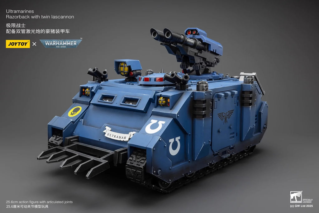 JOYTOY Warhammer 40K 1/18 Ultramarines Razorback With Twin Lascannon Porcupine Armored Vehicle Action Figure Model Doll Toys