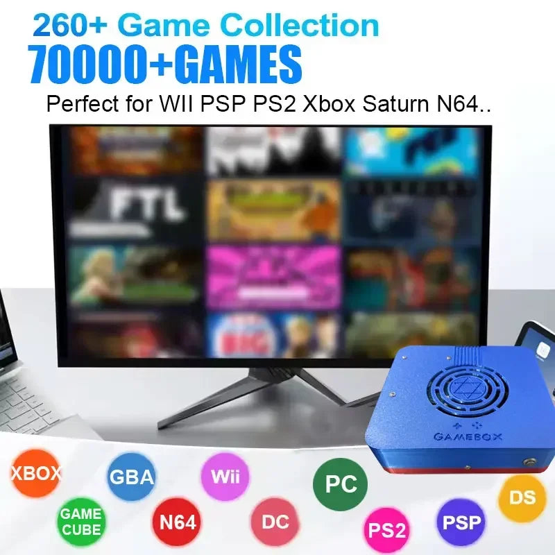 Retro I3-3110M Game Console GD10 Plug and Play Win11 1T HDD 70000+Games For Wii PS2 N64 PSP GameCube N64 Wireless handle