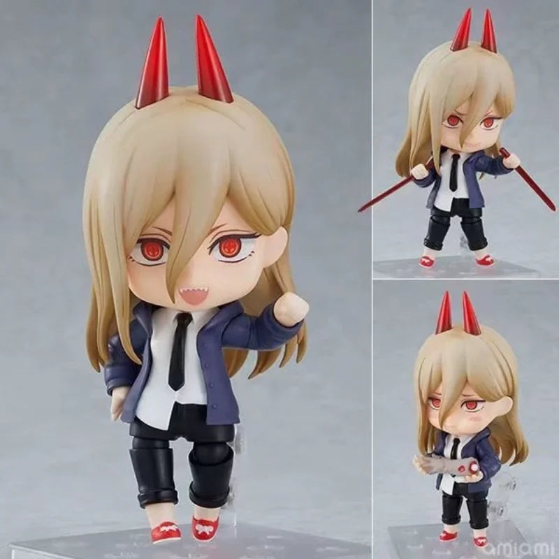 10Cm Chainsaw Man Anime Figure #1580 Power #1560 Denji Power Cartoon Q Verision Collectile Model Doll Action Figure Toys Gifts