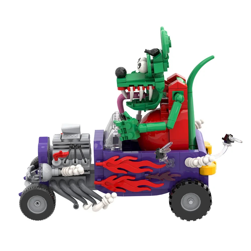 MOC Rat Fink Crazy Driver Building Blocks Set Unique Collectible Figure Vehicle Model Toy For Adult Gift