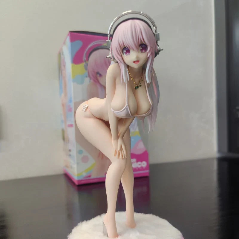 21cm Super Sonico Bikini Sexy Anime Girl Figure FuRyu BiCute Bunnies Super Sonico Action Figure Adult Collectible Model Doll Toy