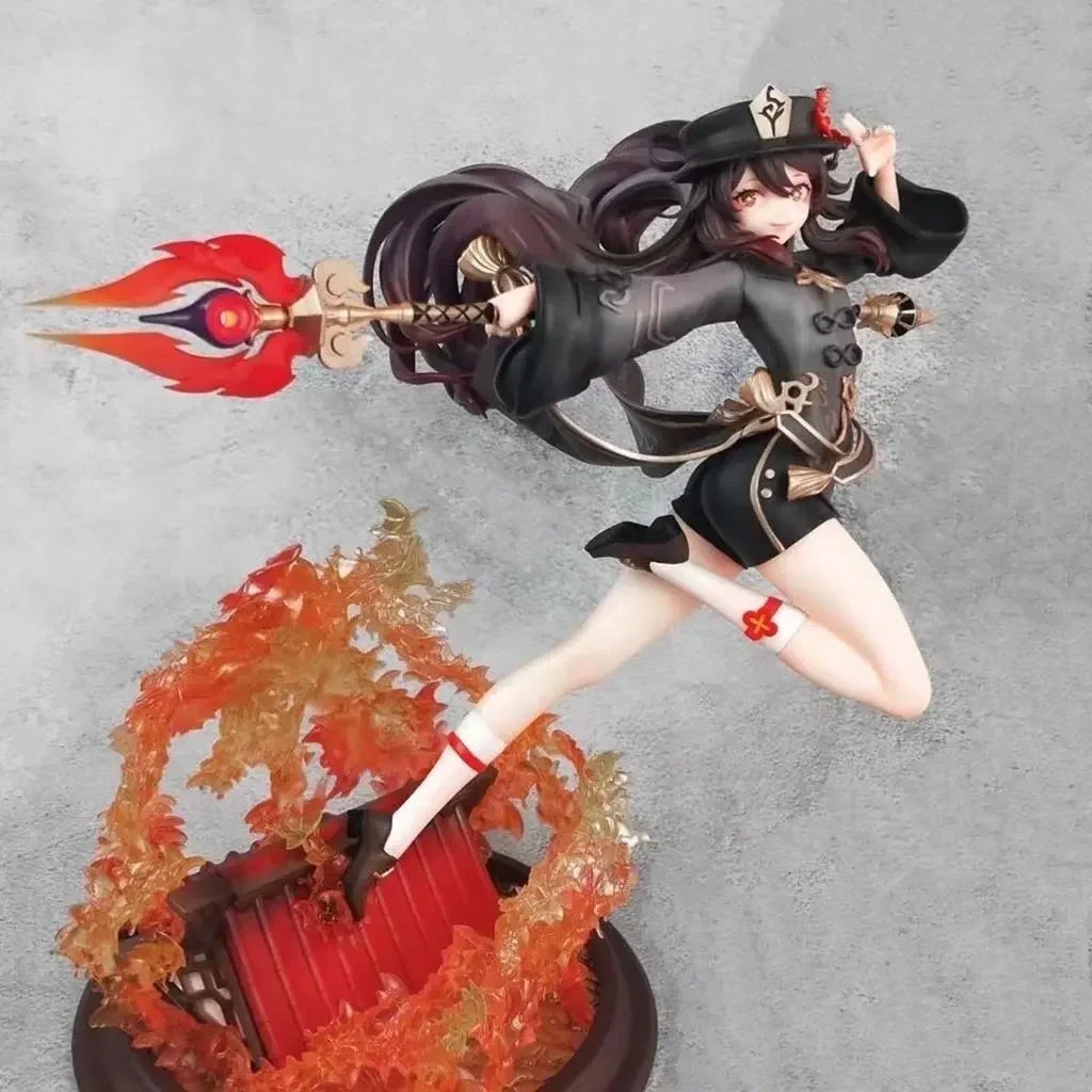 28CM Genshin Impact Hutao Anime Figure Hu Tao Combat Ver PVC Action Figurine Collectible Model Doll Decoration Toys Boys Gift