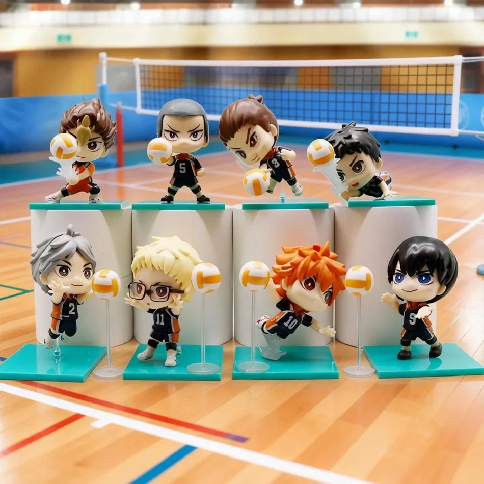 8pcs volleyball Hinata Shoyo & Kageyama Tobio | Cute Chibi Anime Figures | Anime Merch Collectible, Ideal Birthday Gift