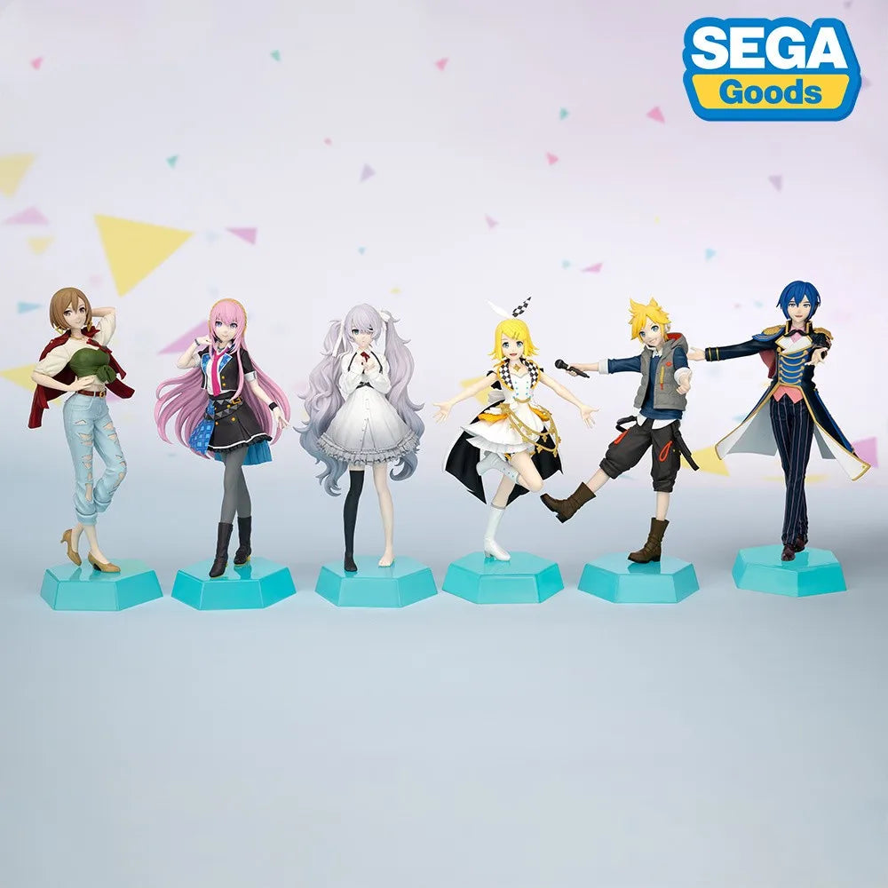 Original SEGA Hatsune Miku Kagamine Len Rin Megurine Luka MEIKO KAITO Anime Figure Toys Desktop×Decorate Collections PVC Model