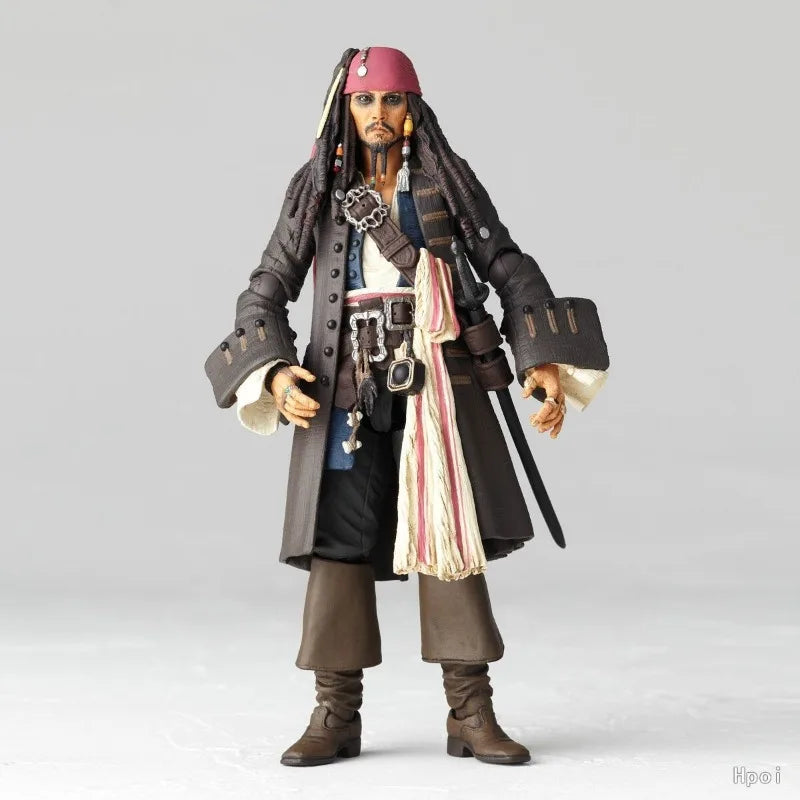 KAIYODO Original Revoltech Series Jack Sparrow Anime Action Figure - Pirates of the Caribbean Model Toy Ornament Gift for Boys