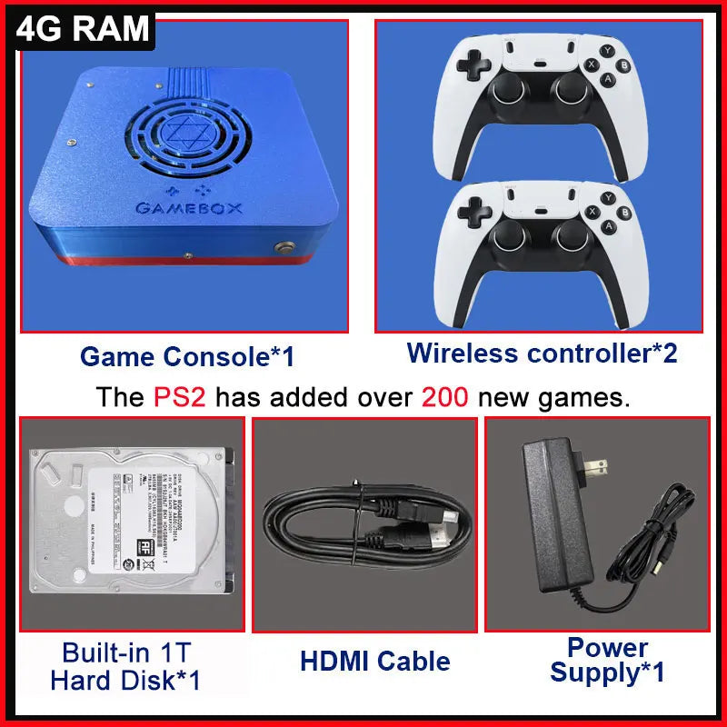 Retro I3-3110M Game Console GD10 Plug and Play Win11 1T HDD 70000+Games For Wii PS2 N64 PSP GameCube N64 Wireless handle