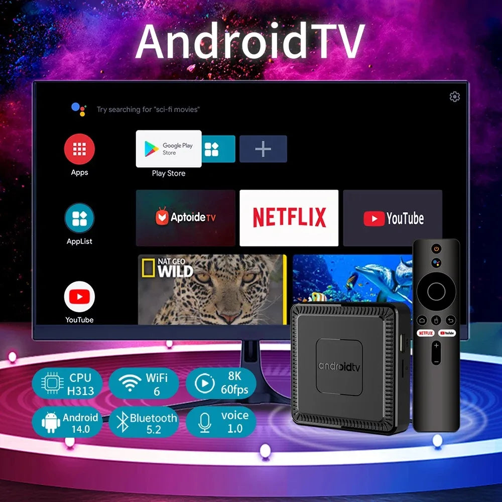 2026 Q7 Android 14.0 TV BOX Support HD 8K Video Decoder Allwinner H313 WIFI 6 Bluetooth 5.2 Set Top Box