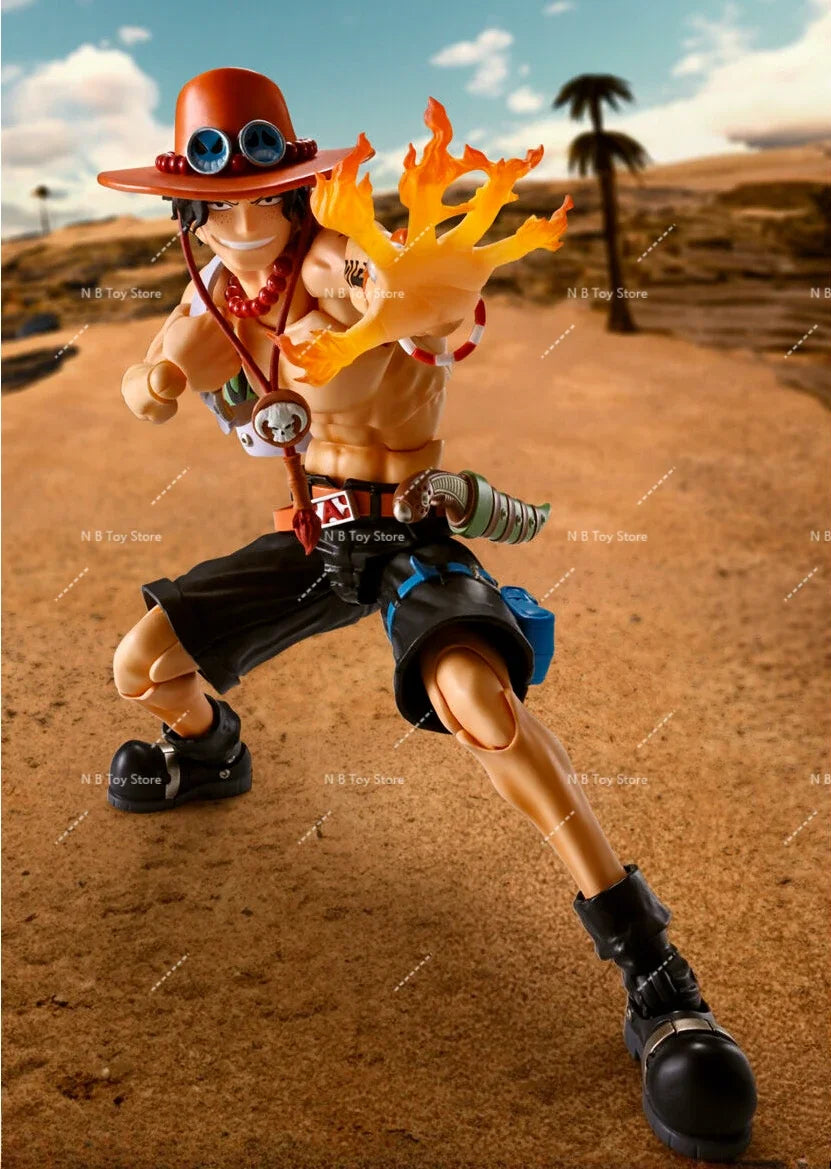 In Stock Bandai SHF Pirates One Piece Portkaras  Ace Fire Fist Top War Joint Moving Genuine Figures Actual Doll Collection Gifts
