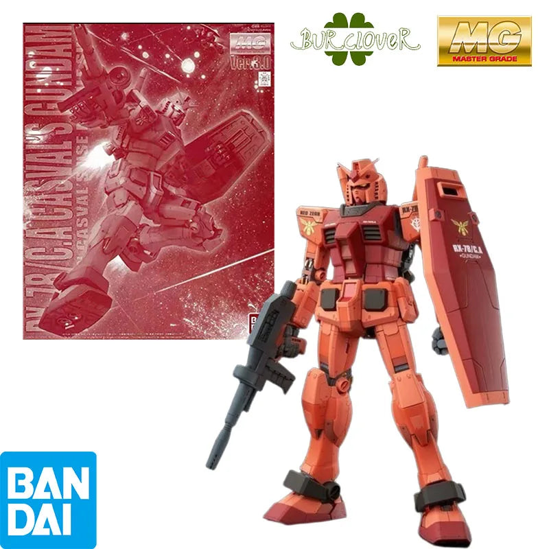 Bandai Original MG RX - 78 Char Aznable's Custom Gundam 1/100 Anime Action Figure Assembly Model Toys Gifts For Children GUNDAM