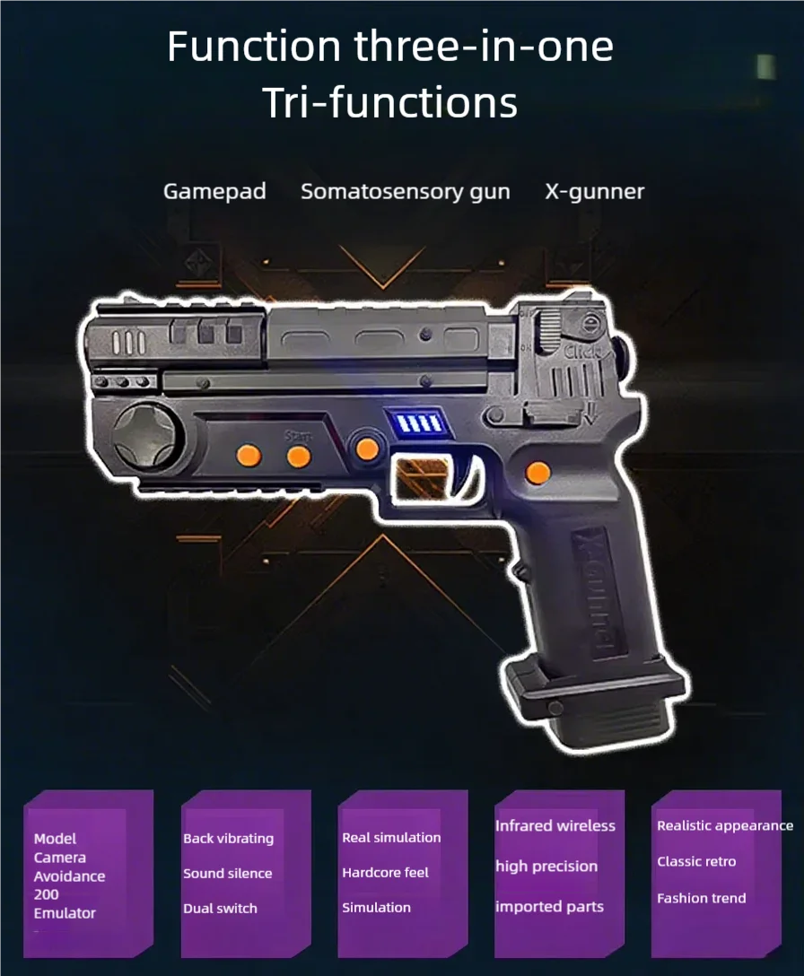 XGUNNER Wireless Gaming Light Gun Pistol Recoil and Vibration for PC Arcade Simulator Independently Developed with Unique System