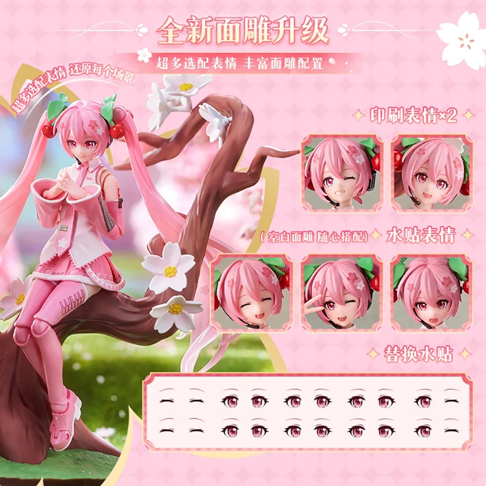 Original Blokees Hatsune Miku Cherry Blossom Future Series Action Figures Cartoon Fashion Trend Model Toys Desktop Display Gifts