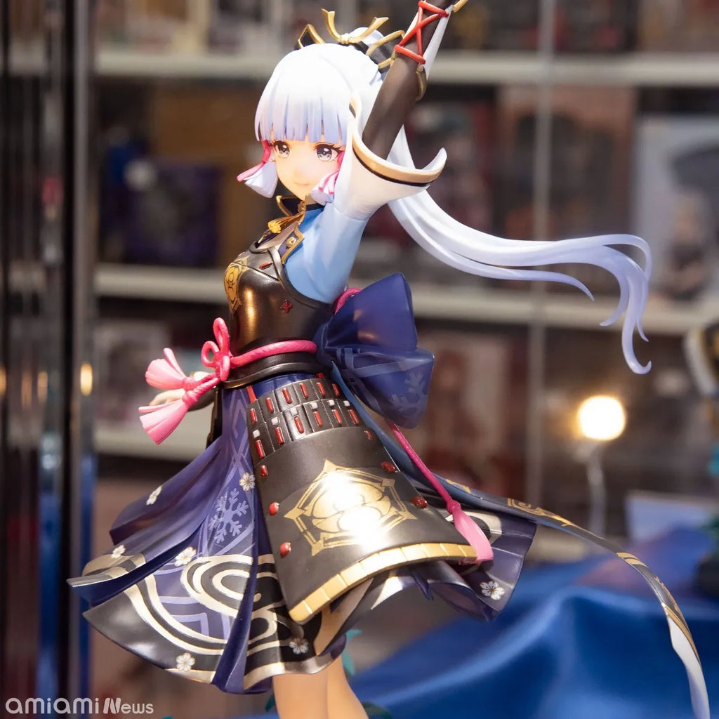 25CM Anime Game Genshin Impact Kamisato Ayaka Figure Egret Shuanghua Standing Scene Model Toy Gift Collection Action Figure