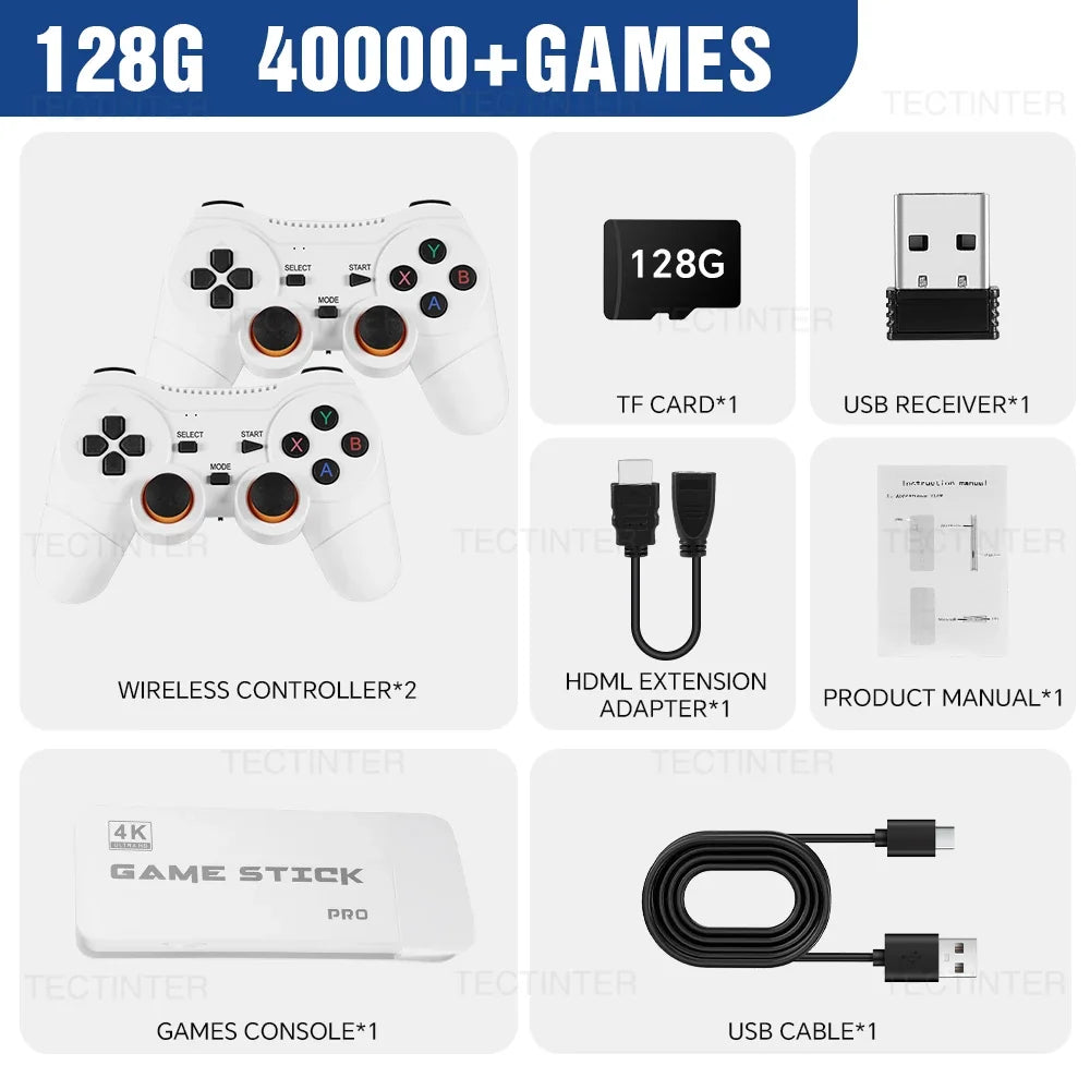 M15 Pro Game Stick Retro Video Game Console with Wireless Gamepads Controller Mini TV Handheld Game Player 64/128G 40000+ Games