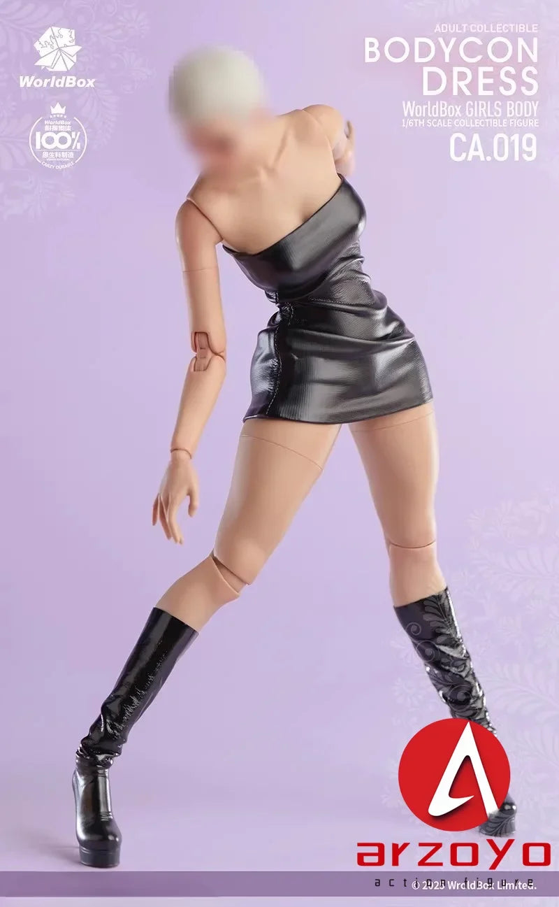 Worldbox CA019 1/6 Female Strapless Bodycon Skirt High-heeled Boot Set Closing Model Fit 12 ''AT201 AT210 AT203 Action Figure