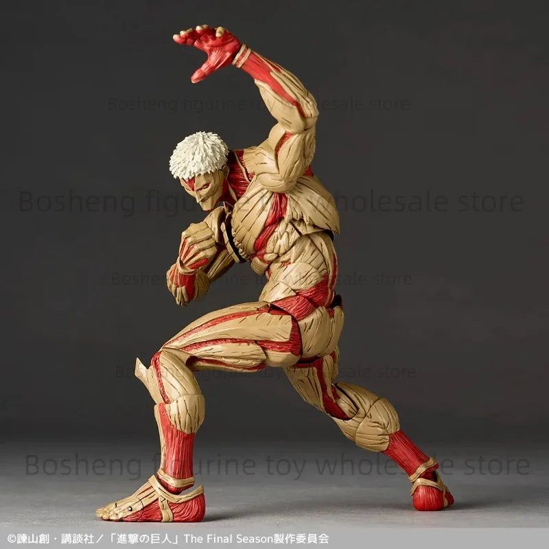 Original Kaiyodo Attack on Titan Amazing Yamaguchi Revoltech NR069 The Armored Titan Reiner Braun Anime Action Figure Model